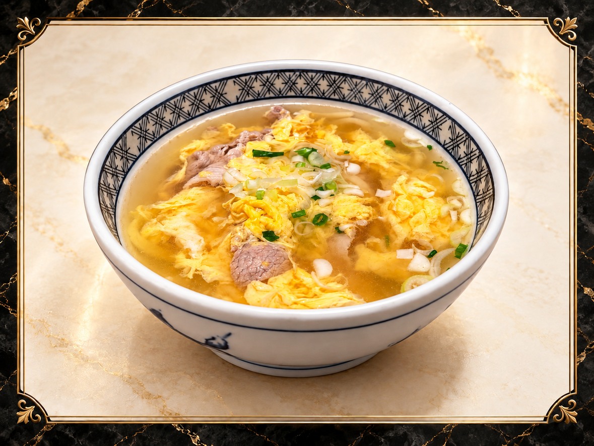 肉卵とじうどんのお食事写真